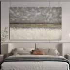 Minimalist Grey with Gold Accent Abstract Painting On Canvas DKS172