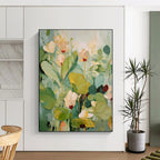“Soft Green and White Florals” - Impasto Floral Painting On Canvas PT2236