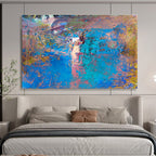 Blue - Hued Textured Abstract - Abstract Expressionistic Painting On Canvas DKS366