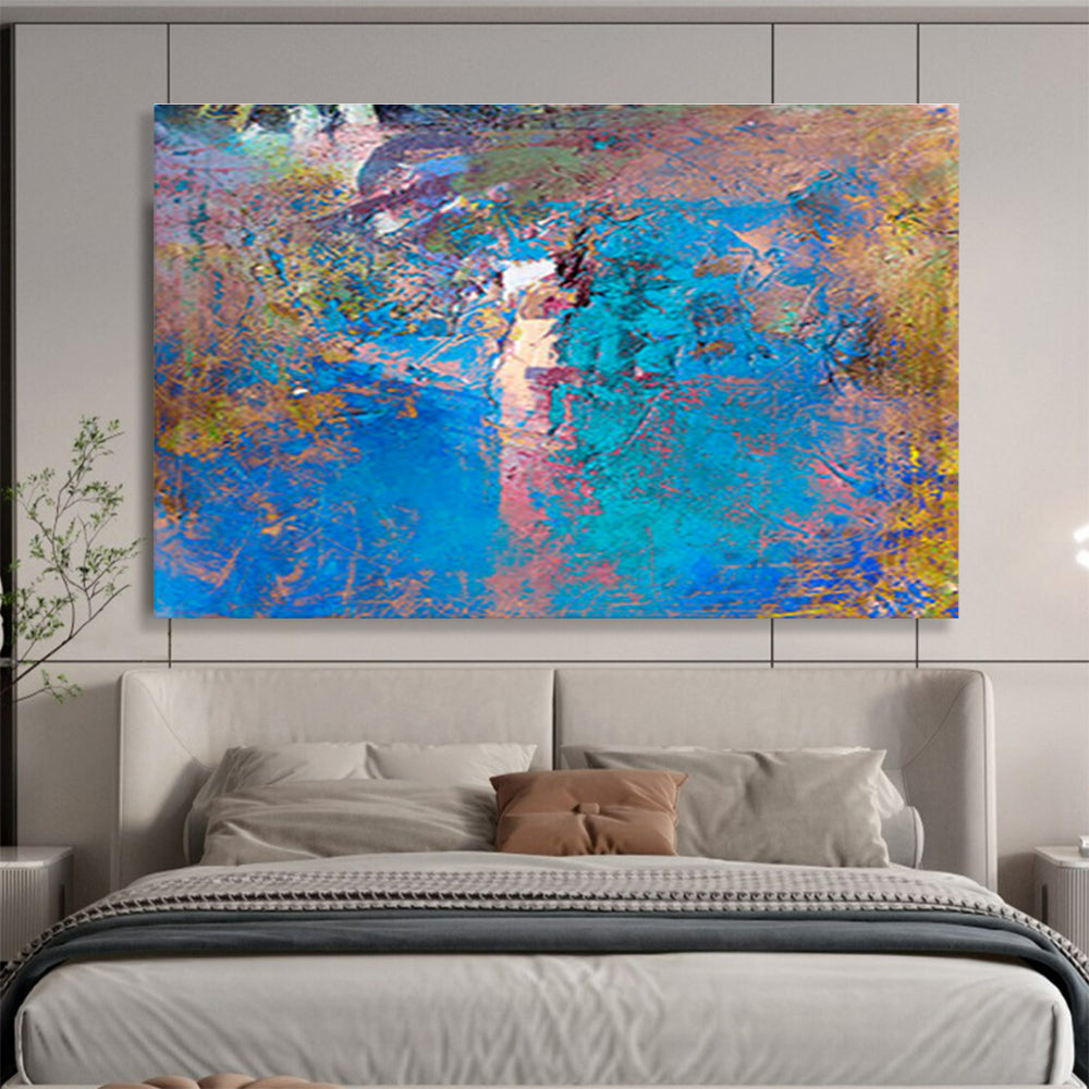 Blue - Hued Textured Abstract - Abstract Expressionistic Painting On Canvas DKS366