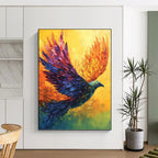 “Colorful Flying Bird” - Avian, Vibrant - Hued Painting On Canvas PT1656