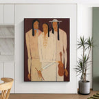 “Three Figures” - Earthy Tones & Simplified Forms Painting On Canvas DS141