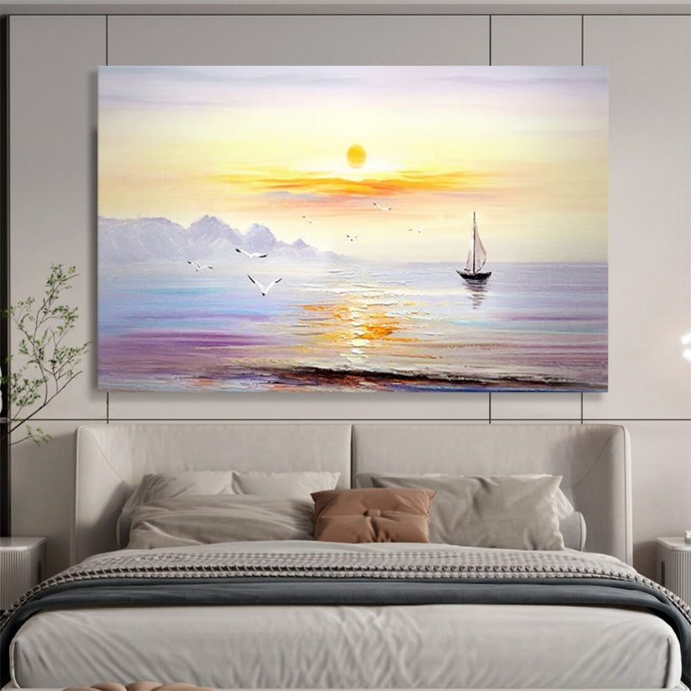 “Sunset Sail” - Coastal Landscape Painting On Canvas PT181