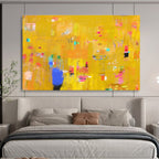 Bright Yellow Abstract Energy Painting On Canvas DKS038