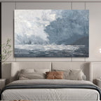 “Gray - Toned Stormy Seas” - Dramatic - Seaside Painting On Canvas PT1550