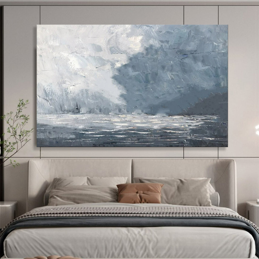 “Gray - Toned Stormy Seas” - Dramatic - Seaside Painting On Canvas PT1550