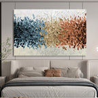 “Blue - Gray - Brown Textured Stripes” - Abstract Color Block, Palette Knife Oil Painting On Canvas DKS691