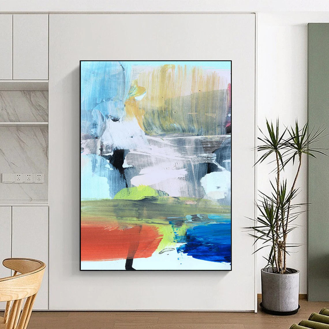 “Colorful Abstract Fusion” - Vibrant Hues in Playful Forms Painting On Canvas DS245