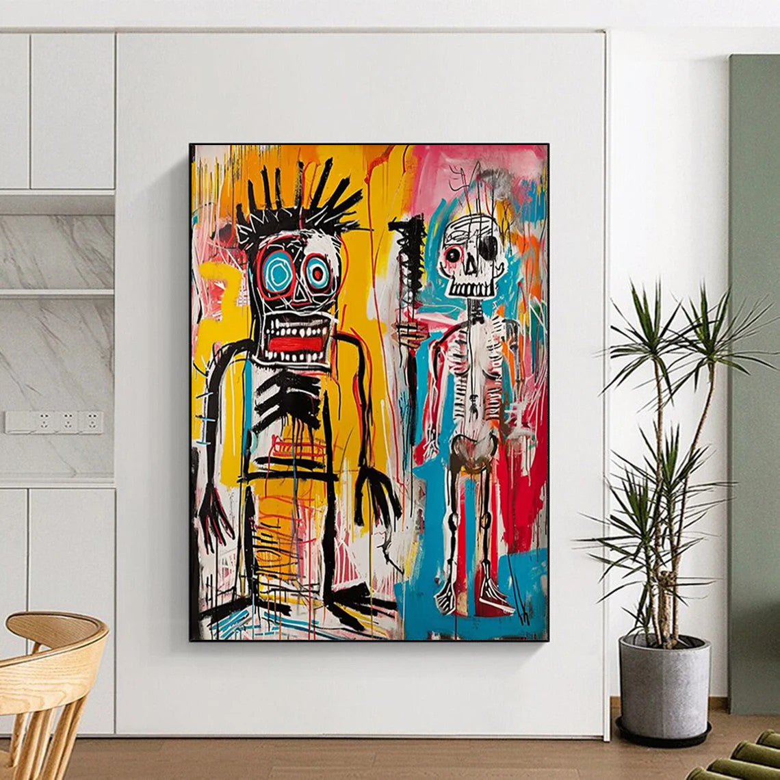 Basquiat - Style Figures Painting On Canvas DS099