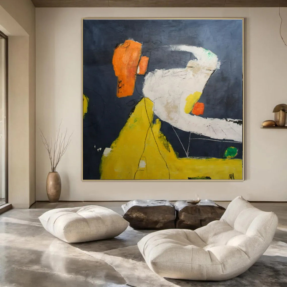 Dark Background, Bright Shapes "Night Playground" Abstract Painting On Canvas PS1412