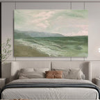 “Soft Green Seaside Abstract” - Seaside Abstract Painting, Fits Sunroom & Relaxation Area DKS604