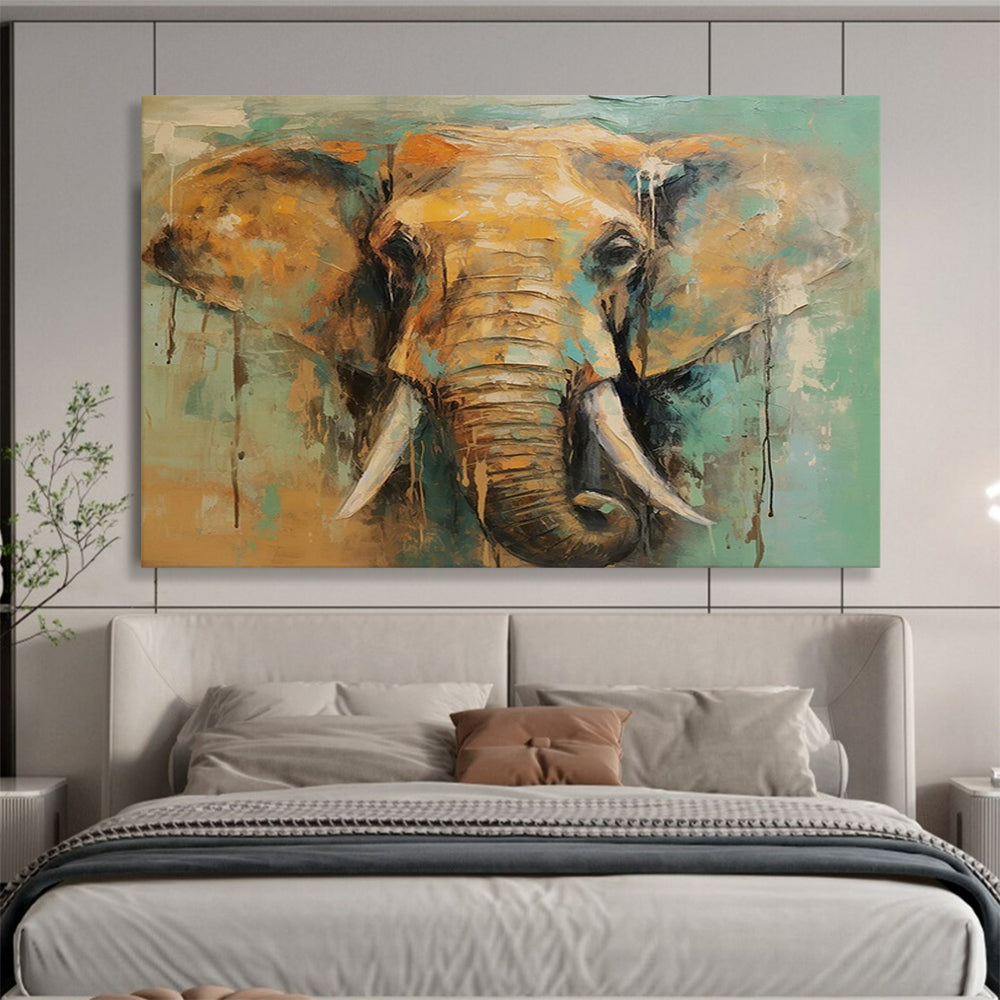 “Colorful Elephant Portrait” - Expressive Wildlife Painting On Canvas PT083