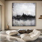 Black and White Cityscape "Moody Metropolis" Abstract Landscape Painting On Canvas PS1090