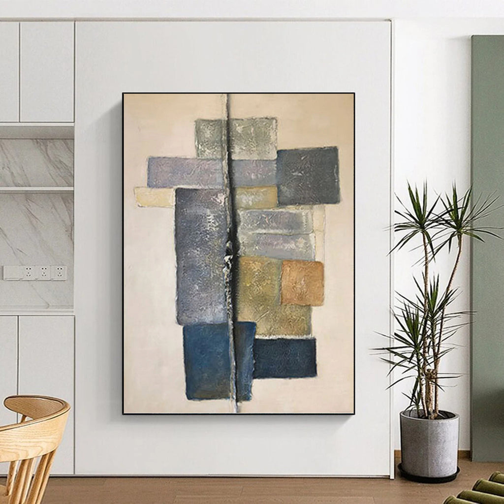 “Geometric Neutral Abstraction” - Geometric Abstract Painting On Canvas PT1051