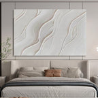 “White Wavy Textures” - Abstract Minimalist - Painting On Canvas PT1733