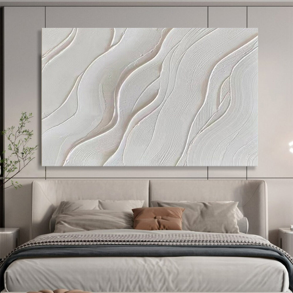 “White Wavy Textures” - Abstract Minimalist - Painting On Canvas PT1733