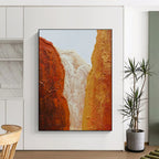 “Textured Mountain Peaks” - Orange, Red, Beige Abstract Landscape Painting On Canvas PS0648
