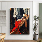 “Red - Clad Woman” - Figurative, Sensual - Styled Painting On Canvas PT1611