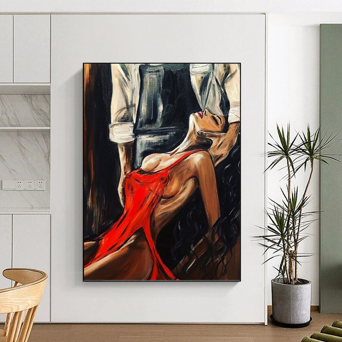 “Red - Clad Woman” - Figurative, Sensual - Styled Painting On Canvas PT1611