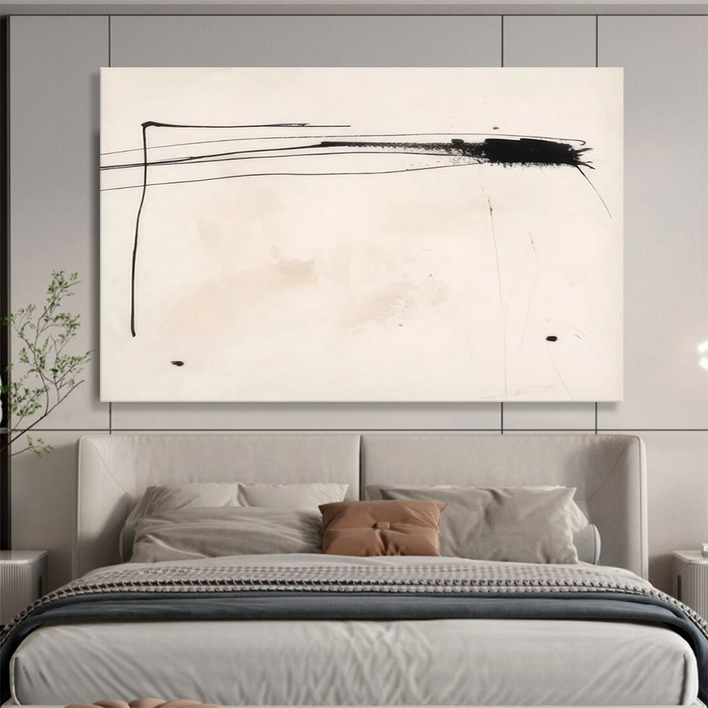 “Black Ink Strokes” - Minimalist Abstract Painting On Canvas PT057