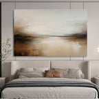 Muted River Landscape in Browns and Grays - Atmospheric Landscape Painting On Canvas DKS321