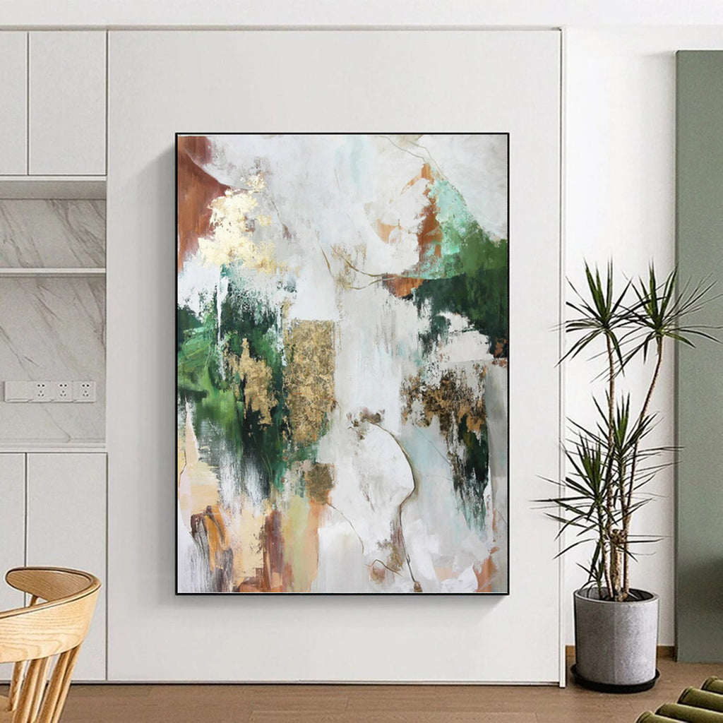 “Multi - Color, Gold and White Abstract” - Eclectic Energetic Painting on Canvas PT1011