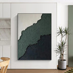 “Green - Black Textured Edges” - Minimalist Abstract Painting On Canvas PT1218