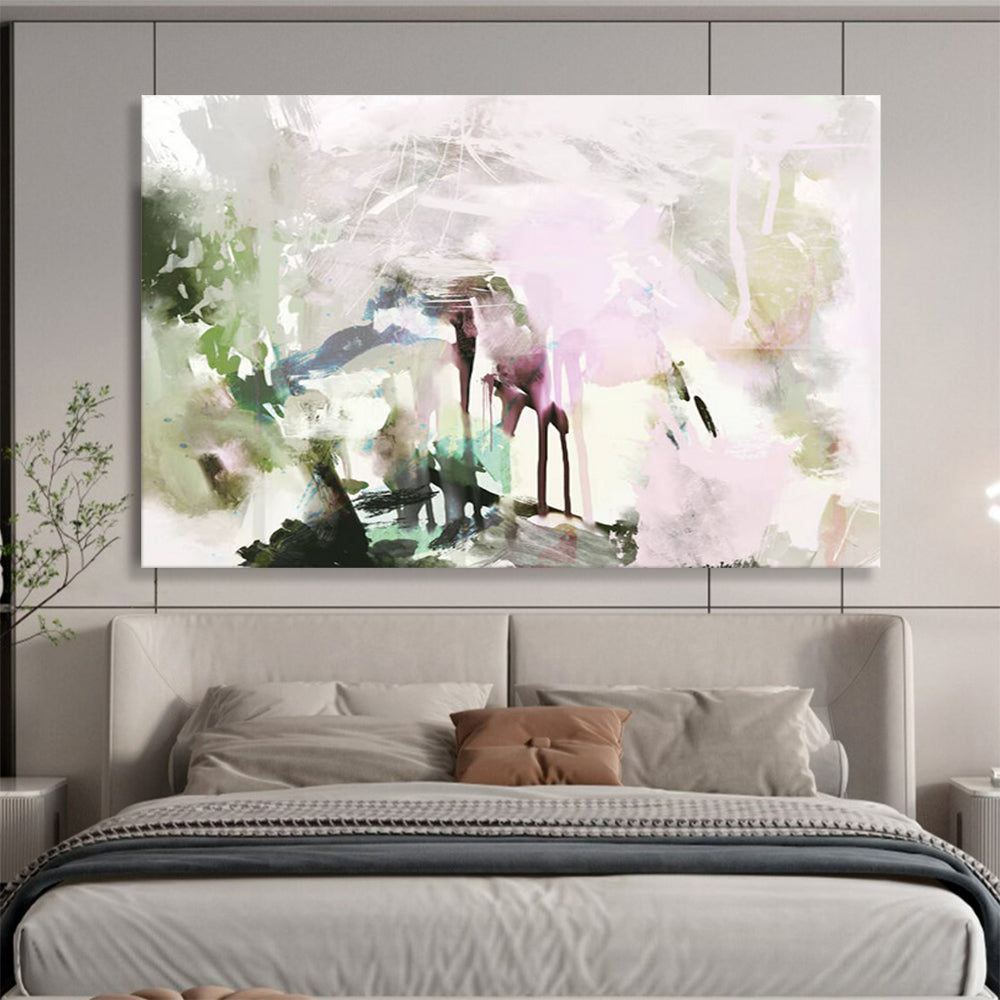 “Pastel Pink and Orange Abstract Landscape” - Ethereal Landscape Painting On Canvas PT119