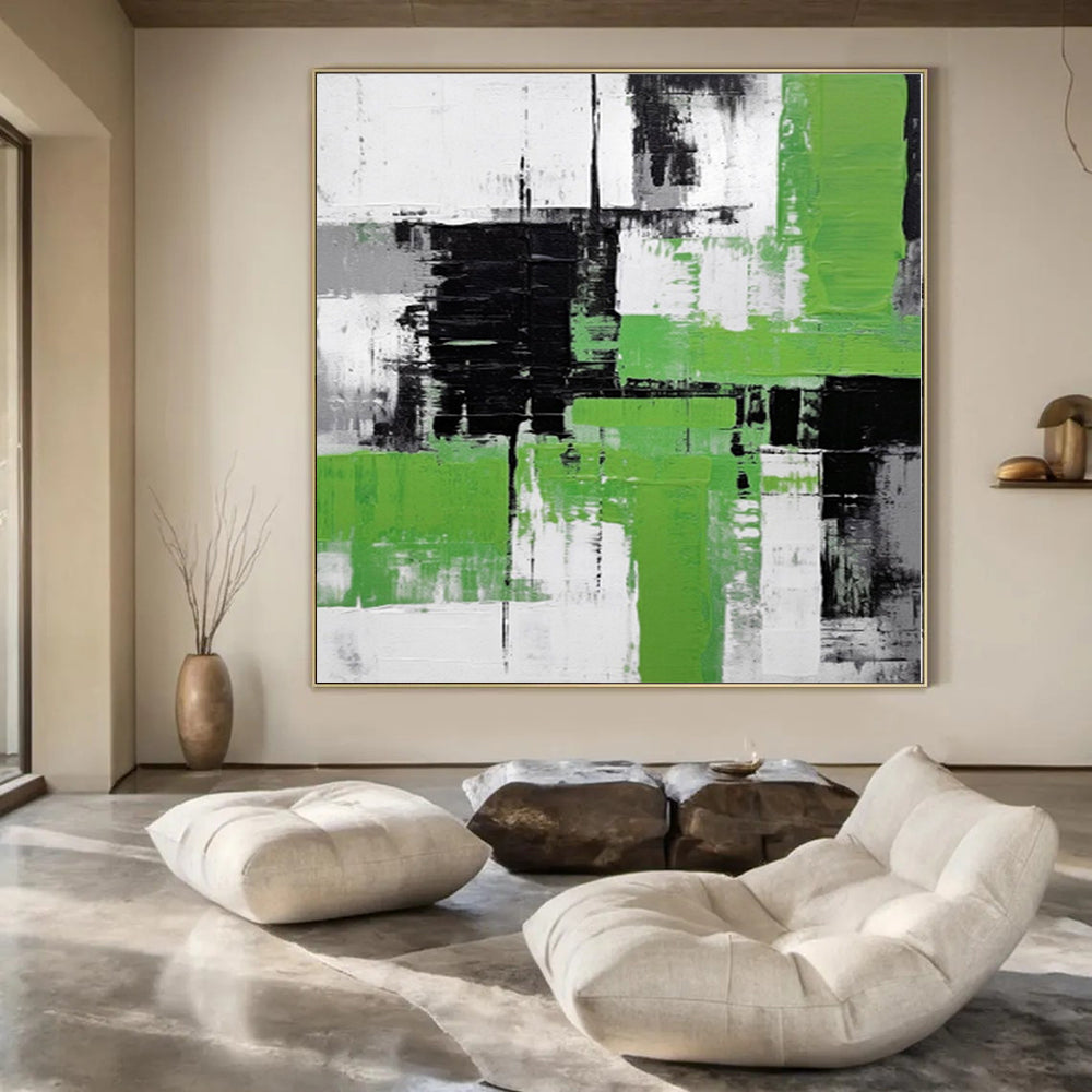 “Green and Gray Abstract” - Bold Abstract Painting On Canvas PS0181