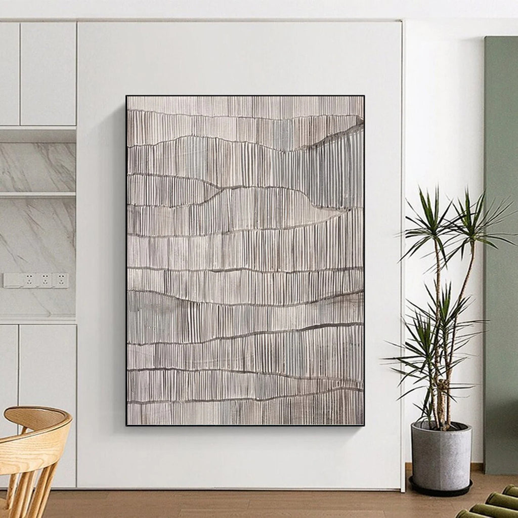 “Grey Textured Ripples” - Minimalist Abstract Painting On Canvas PT1034