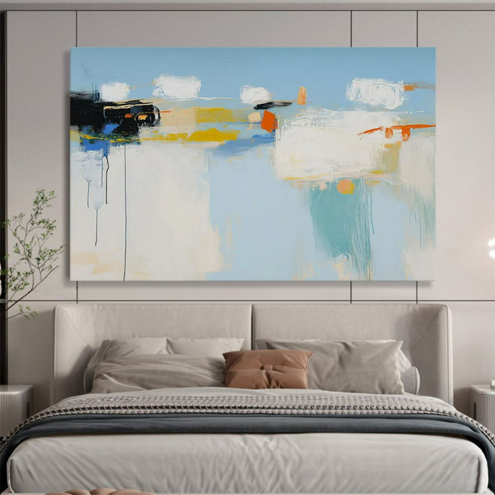 “Color Block Abstract in Blue, Yellow, White” - Minimalist Abstract - Painting On Canvas PT1757