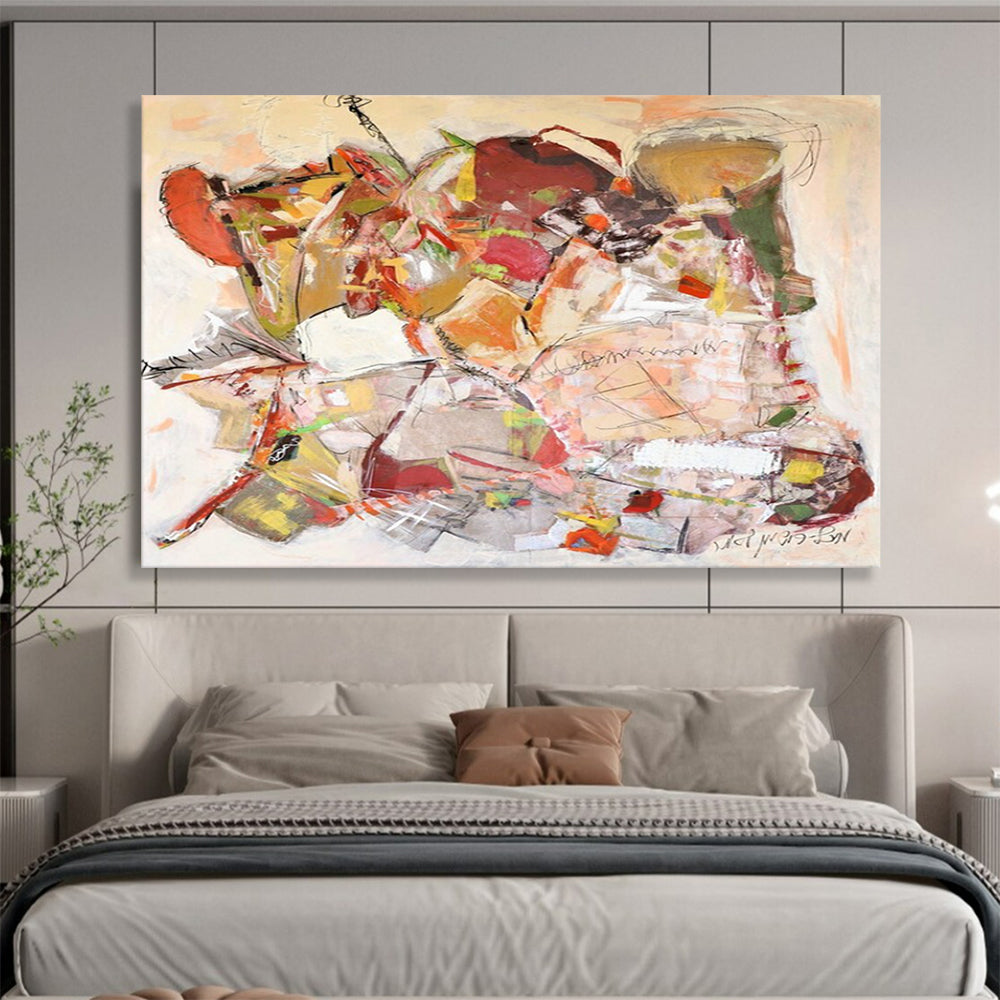 “Colorful Abstract Collage” - Mixed - Media Painting On Canvas PT241