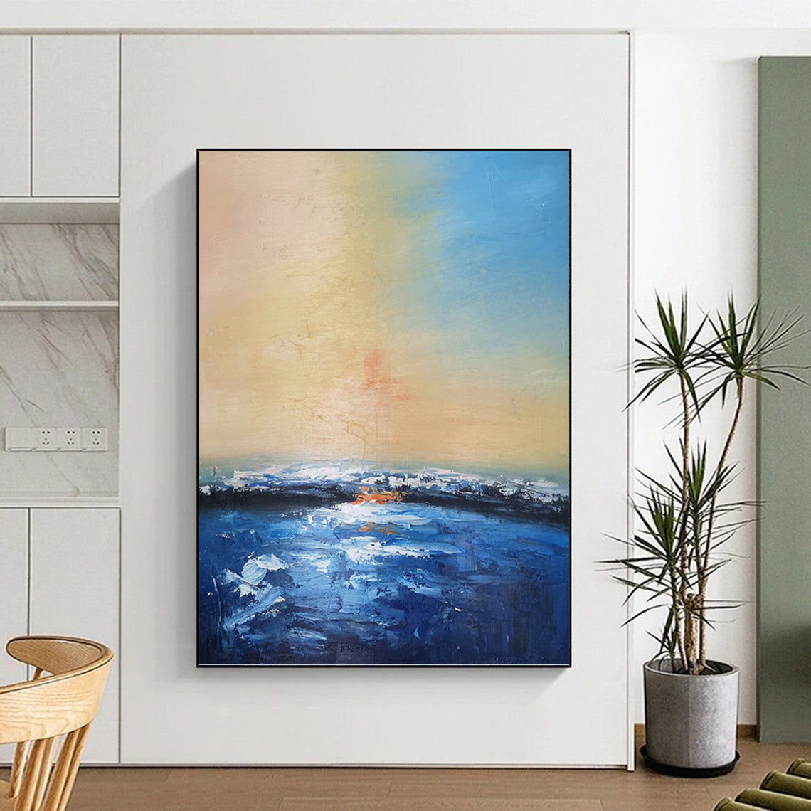 “Sunset - Sea Abstract” - Impressionist Seascape Painting On Canvas PT1324