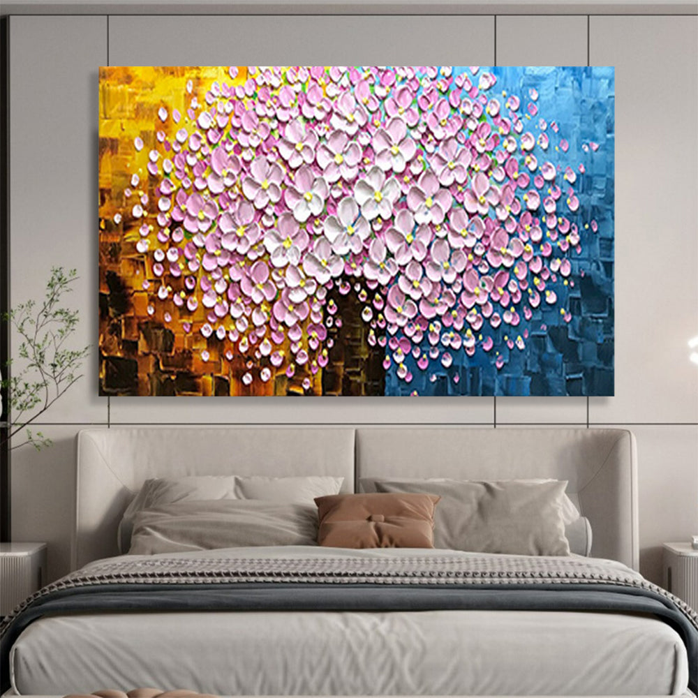 “Pink Blossom Tree” - Textured Floral Painting On Canvas PT231