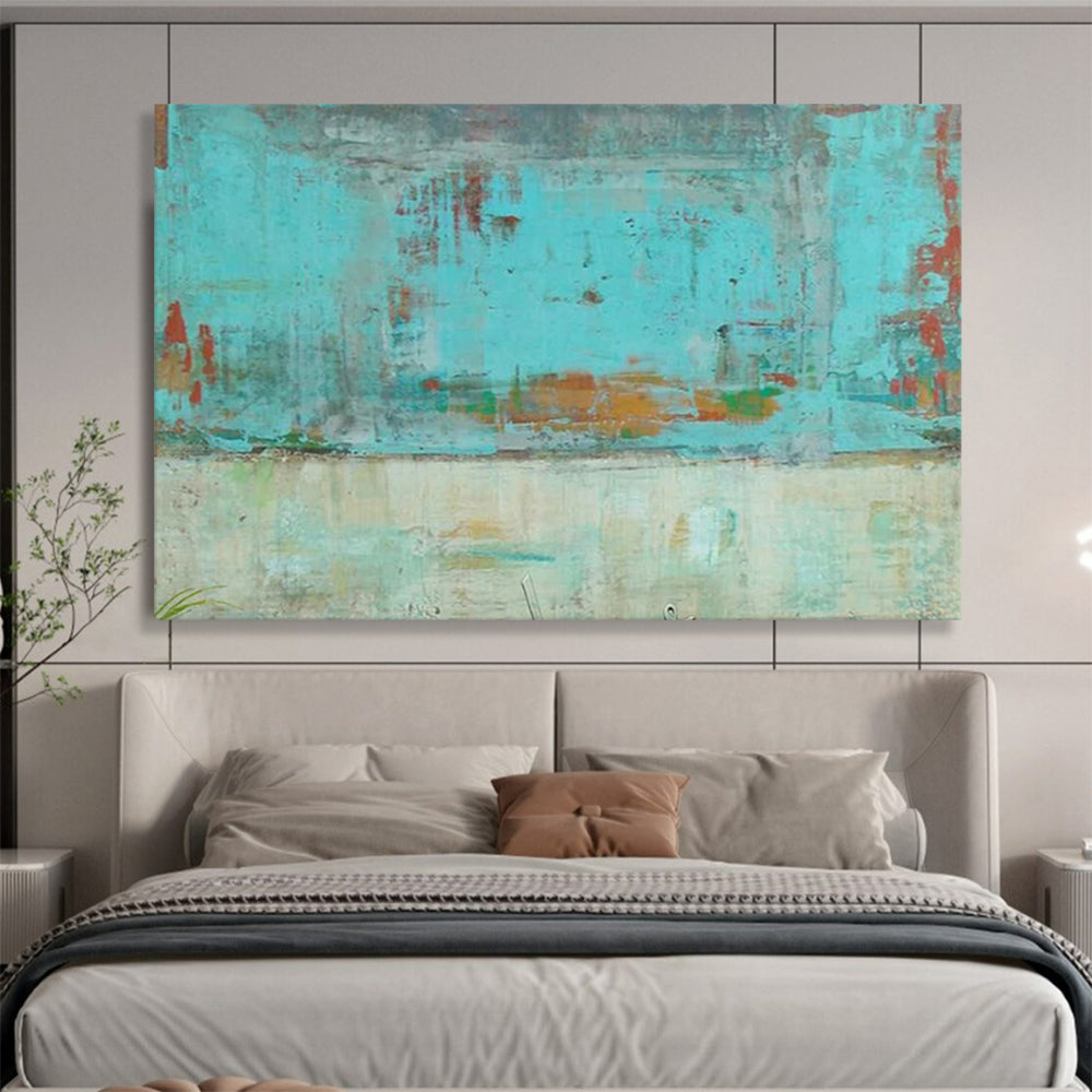 “Turquoise - Toned Abstract Cityscape” - Urban Abstract Painting On Canvas PT1583