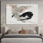 “Gray - Black - White Abstract Swirls” - Expressive Abstract Painting On Canvas PT1564