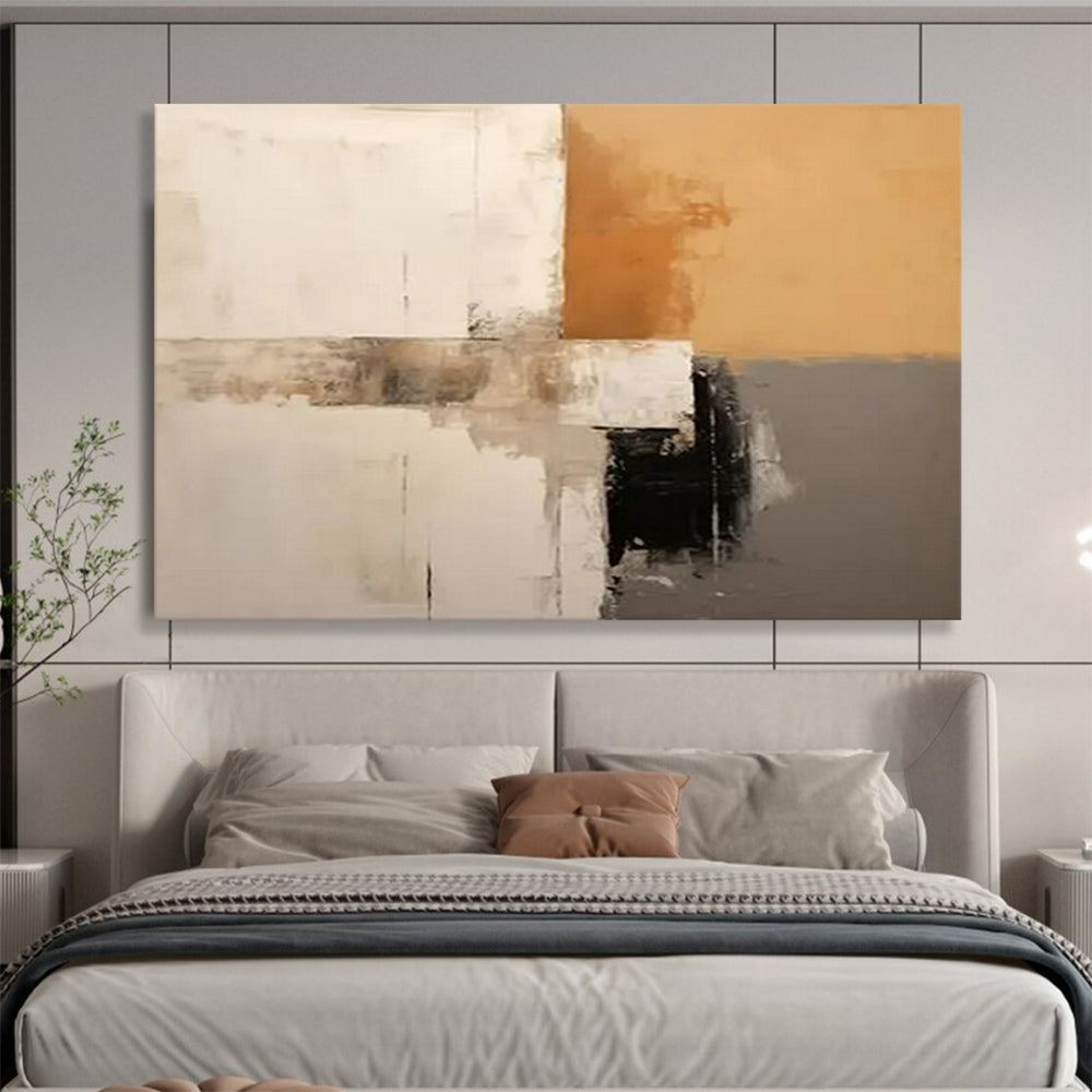 “Neutral - Tone Abstract Geometry” - Brown - Gray - White Abstract Painting On Canvas PT1573