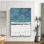 “Teal - White Abstract Snowscape” - Abstract Landscape Painting On Canvas PT2025