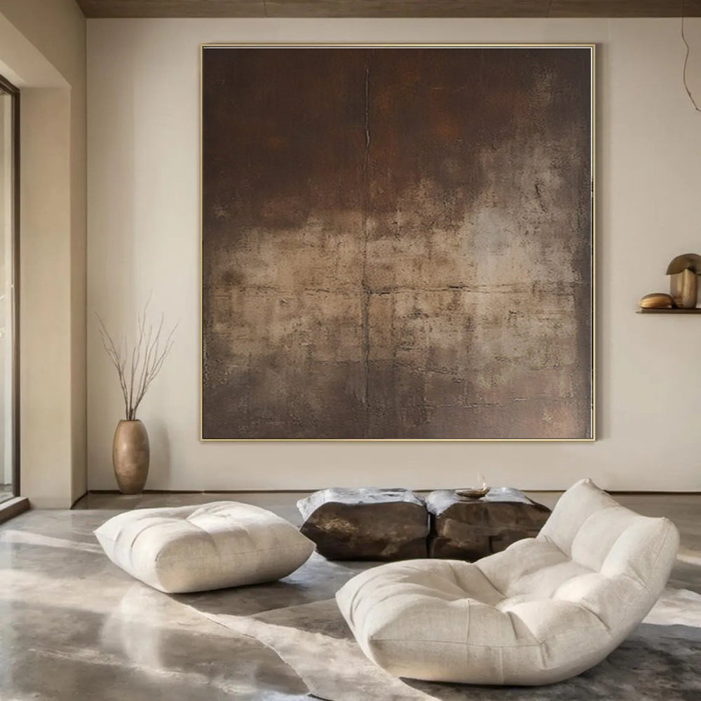 Brown with Gradient Textures "Time's Patina" Abstract Painting On Canvas PS1367