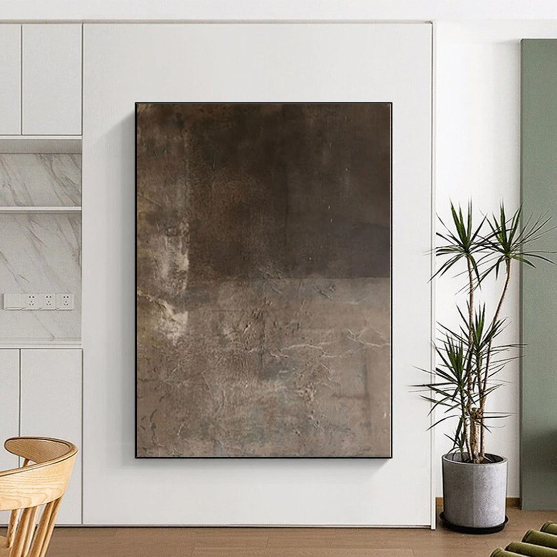 “Brown Monochrome Textured” - Brown Abstract Textured Painting On Canvas PS0549