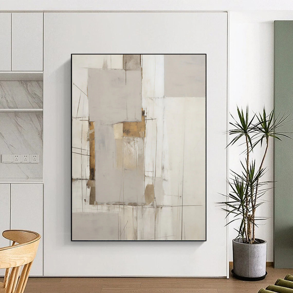 “Neutral Geometric Abstract” - Minimalist Abstract Painting On Canvas PT1316