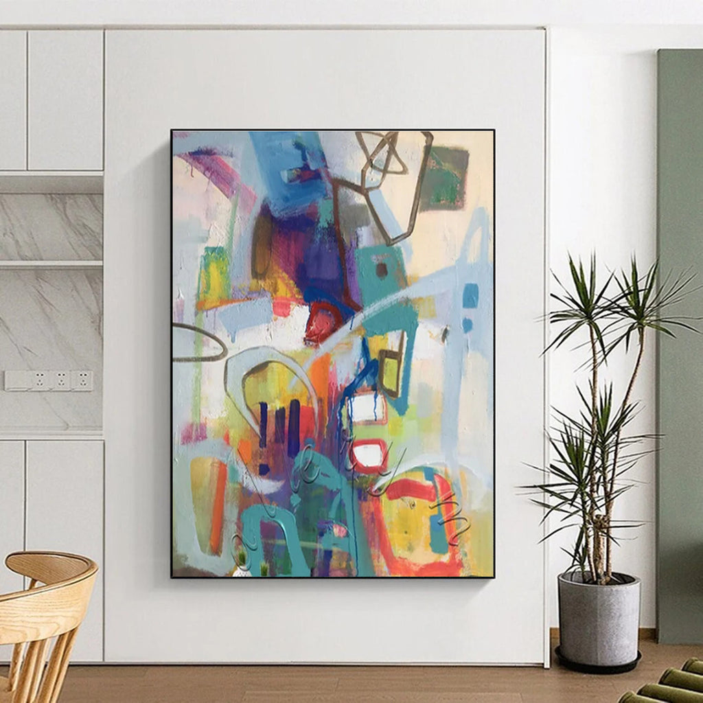 Colorful Abstract Shapes, "Urban Melody" – Contemporary Abstract Painting On Canvas PS0887