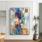 Colorful Abstract Shapes, "Urban Melody" – Contemporary Abstract Painting On Canvas PS0887
