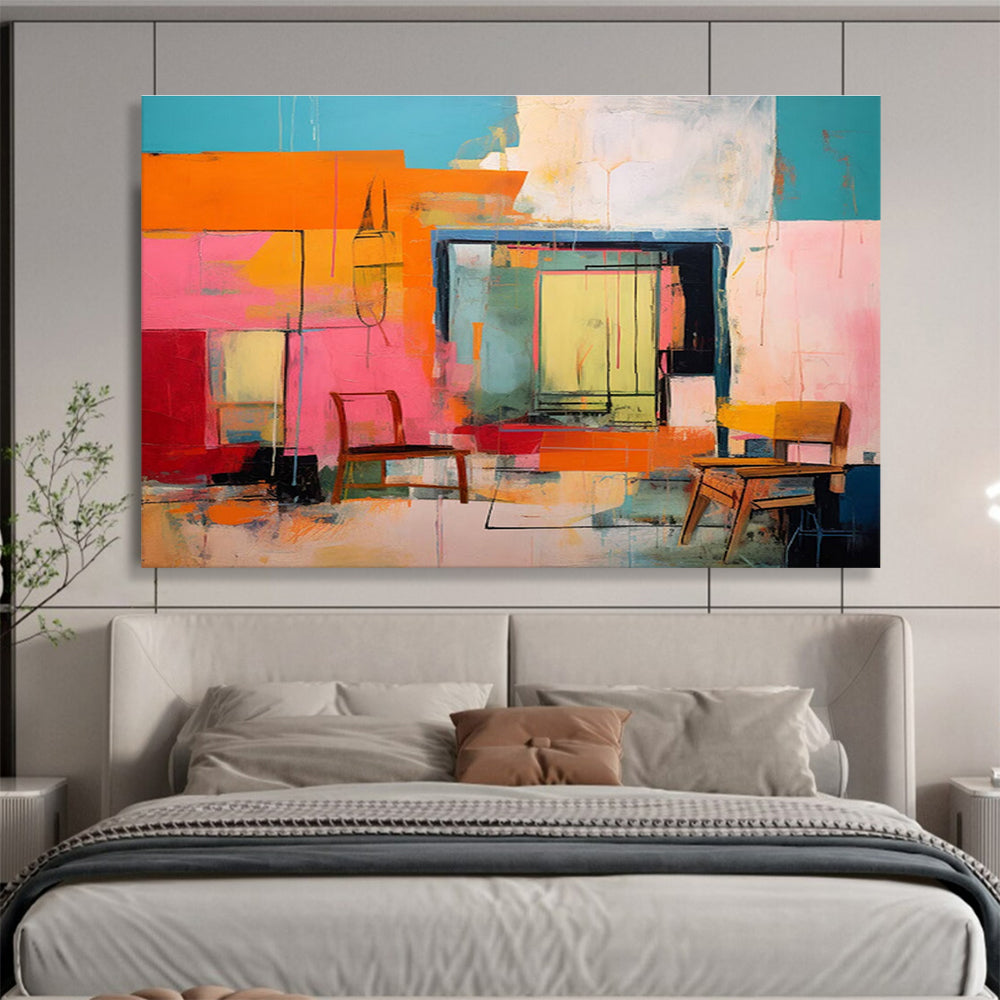 “Colorful Abstract Interior” - Abstract Interior Painting, Ideal for Modern Living Room & Creative Studio DKS639