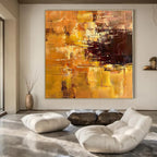 “Golden Abstract Warmth” - Rich Abstract Painting On Canvas PS0212
