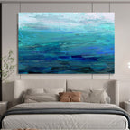 Gradient Blue Seascape - Calming Impressionistic Painting On Canvas DKS377