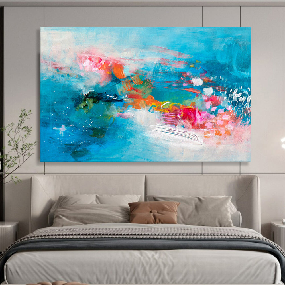 Blue - Toned Abstract Seascape Painting On Canvas DKS032