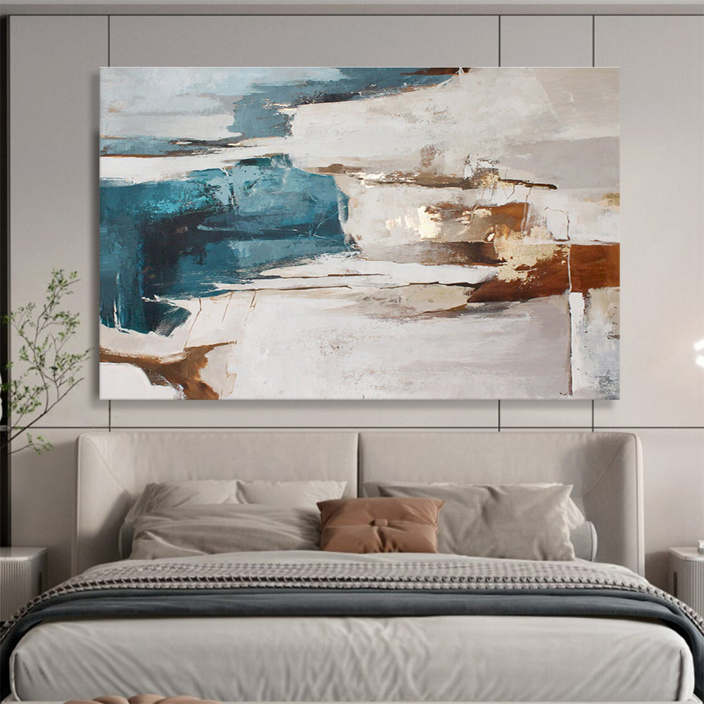 “Teal And Earthy Abstract” - Abstract Painting On Canvas DKS520
