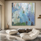 “Blue - Green Abstract Wash” - Ethereal Abstract Painting On Canvas PS0176