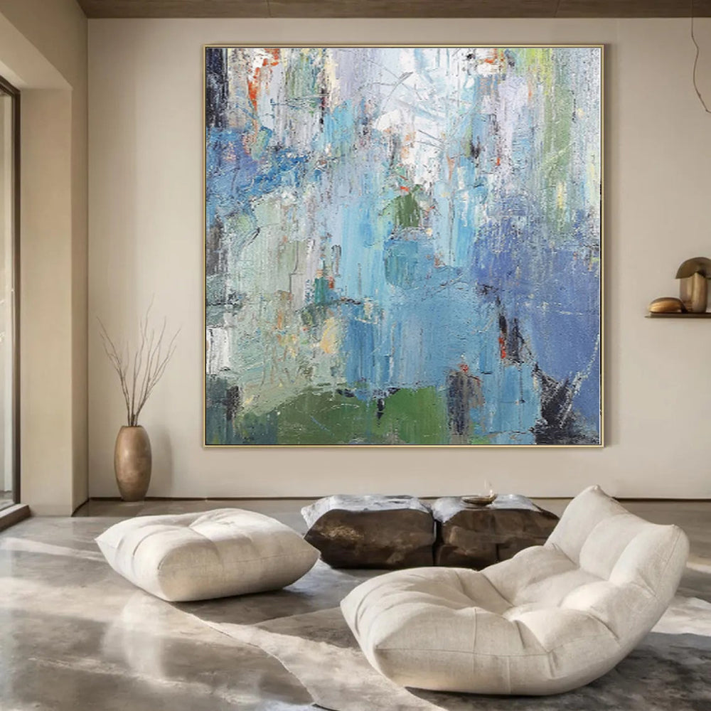 “Blue - Green Abstract Wash” - Ethereal Abstract Painting On Canvas PS0176